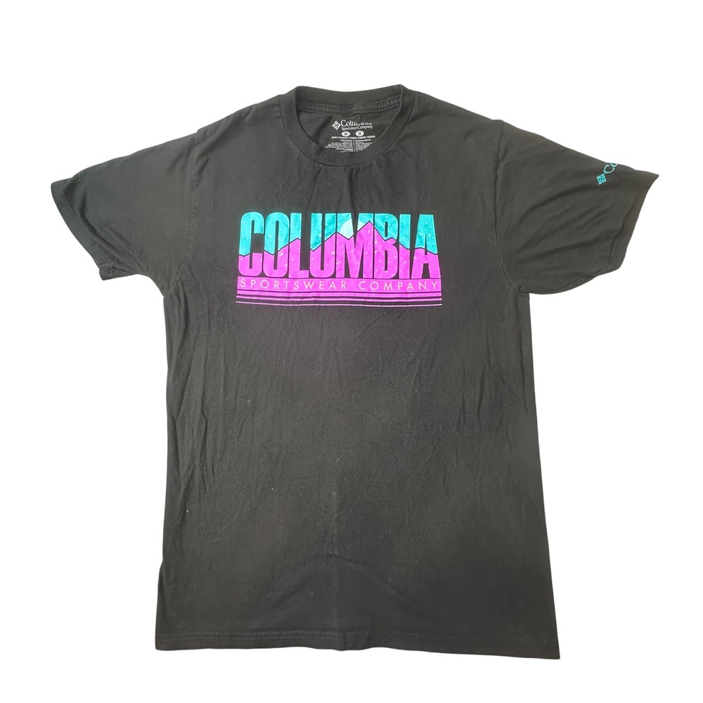 Columbia T-Shirt Mens M Black‎ Retro Mountain Graphic Short Sleeve Cotton Tee